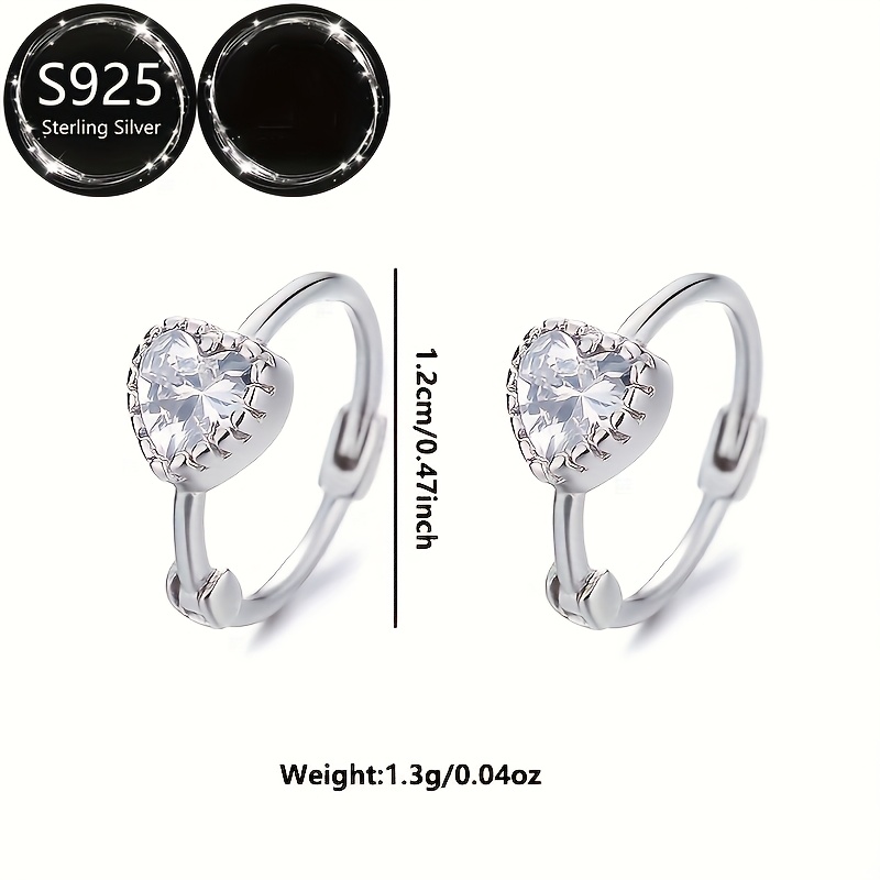 925 Silver Heart Earrings CZ Dangle Lightweight & Durable